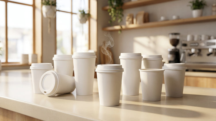 White paper coffee cups for cafes and restaurants