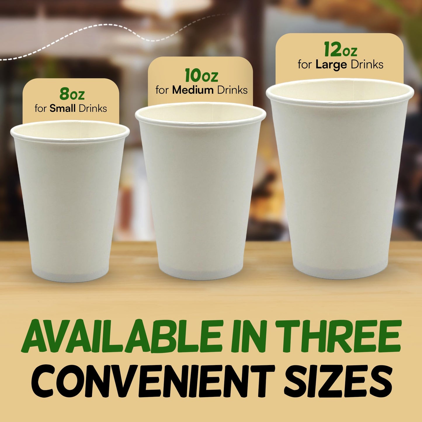 10 oz Disposable Paper Coffee Cups [100 Pack] - White Hot Cups To Go for Coffee Tea | VerteVida