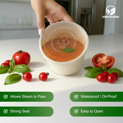12 oz Paper Soup Containers with Lids [50 Pack] - Disposable Soup Bowls for Takeout | VerteVida