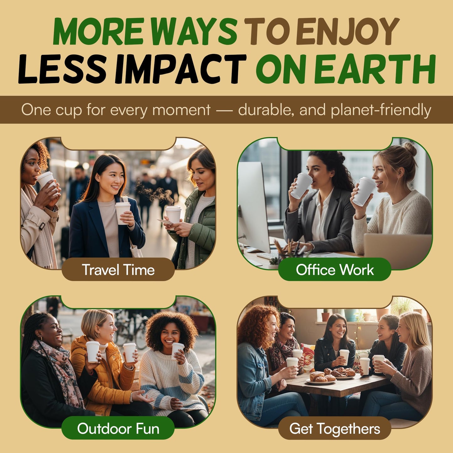 10 oz Disposable Coffee Cups with Lids [100 Pack] - Paper To Go Hot Cups | VerteVida