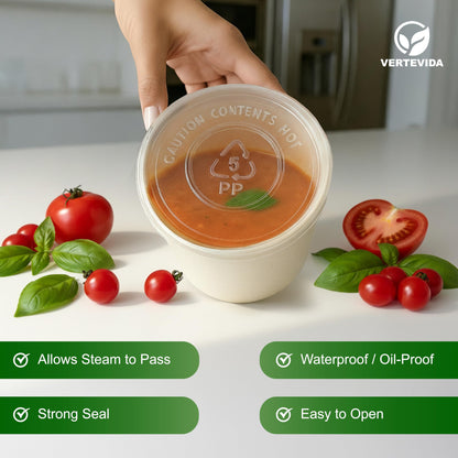 16 oz Paper Soup Containers with Lids [50 Pack] - Disposable Soup Bowls for Takeout | VerteVida