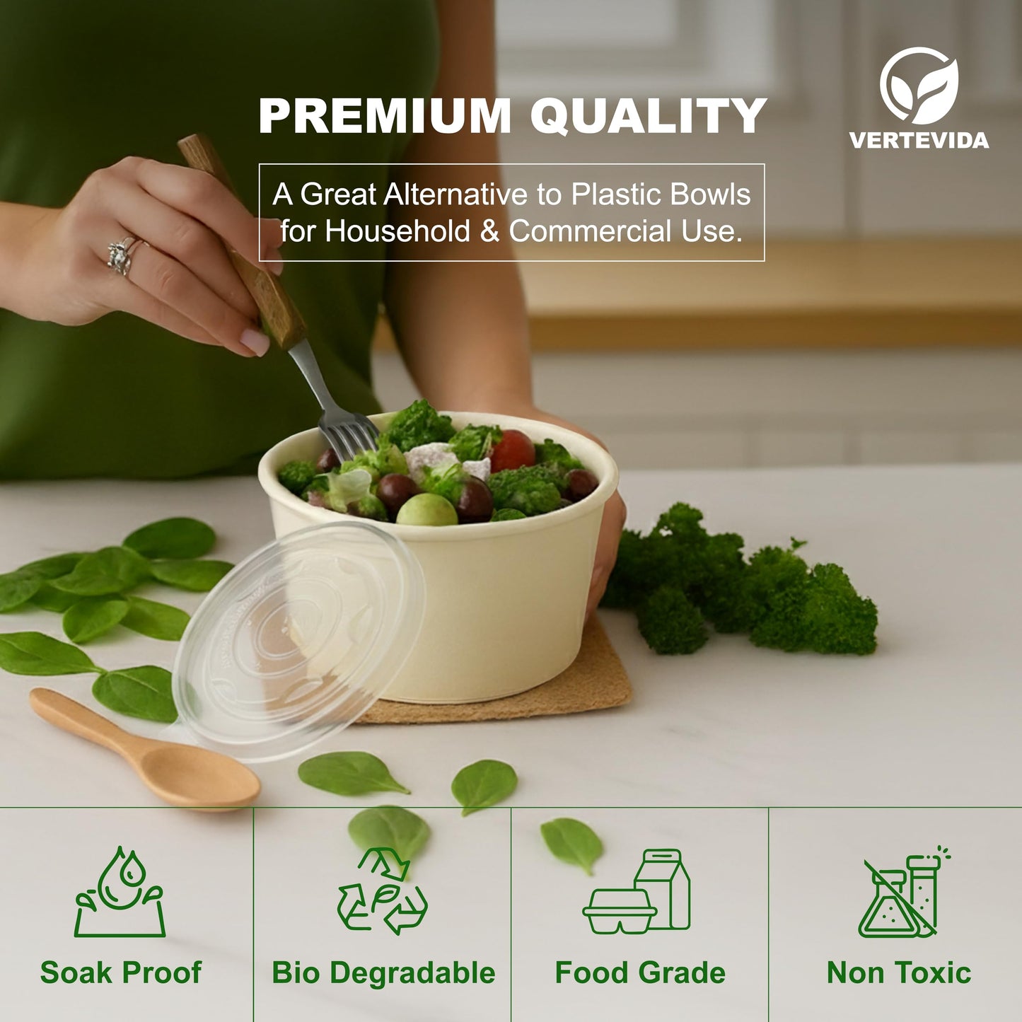 12 oz Paper Soup Containers with Lids [50 Pack] - Disposable Soup Bowls for Takeout | VerteVida