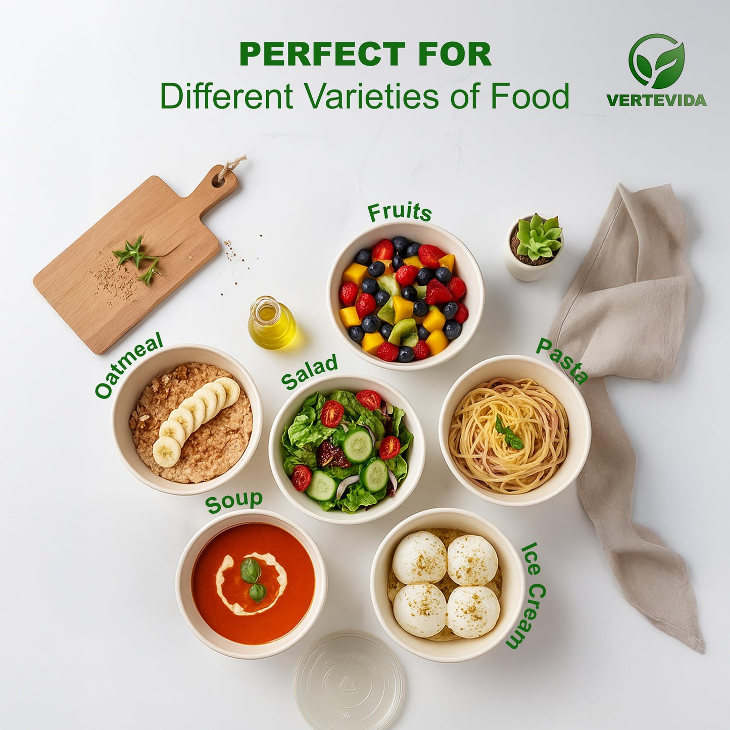 16 oz Paper Soup Containers with Lids [50 Pack] - Disposable Soup Bowls for Takeout | VerteVida