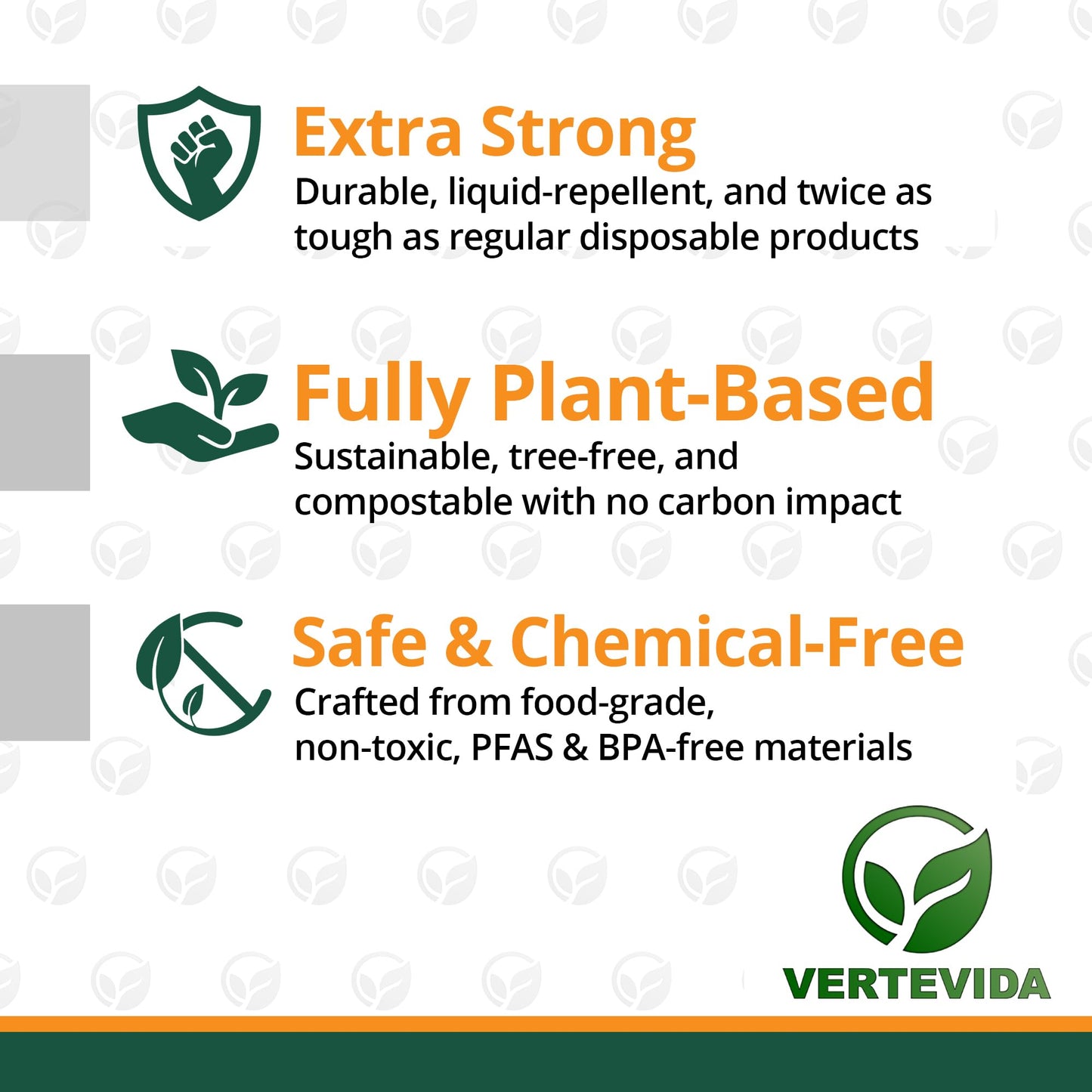 9x6 Compostable Clamshell Take Out Containers [50 Pack] - Rectangular Food Containers | VerteVida