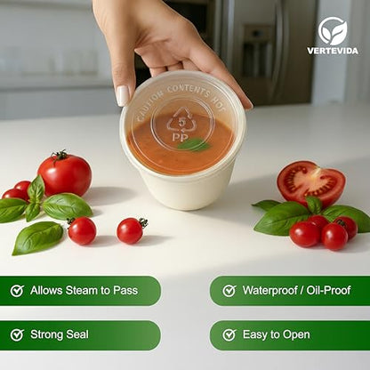 8 oz Paper Soup Containers with Lids [50 Pack] - Disposable Soup Bowls for Takeout | VerteVida