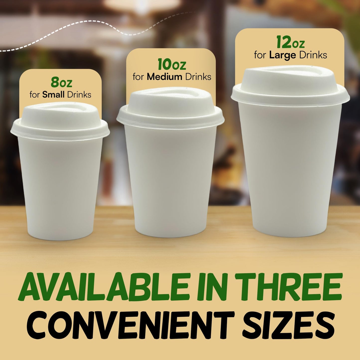 12 oz Disposable Coffee Cups with Lids [100 Pack] - Paper To Go Hot Cups | VerteVida
