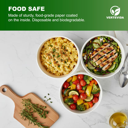 24 oz Paper Soup Containers with Lids [50 Pack] - Extra Large Disposable Soup Bowls | VerteVida