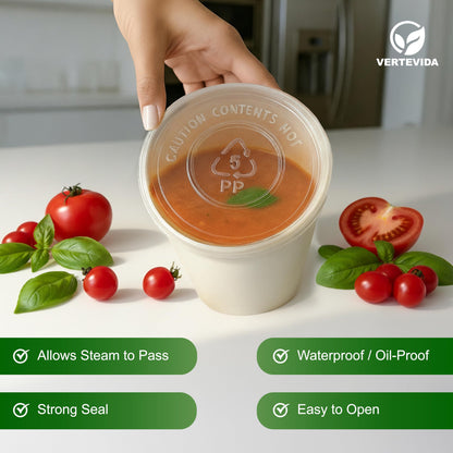 24 oz Paper Soup Containers with Lids [50 Pack] - Extra Large Disposable Soup Bowls | VerteVida