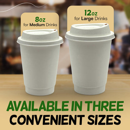 12 oz Double Wall Insulated Coffee Cups with Lids [100 Pack] - Disposable Hot Cups | VerteVida