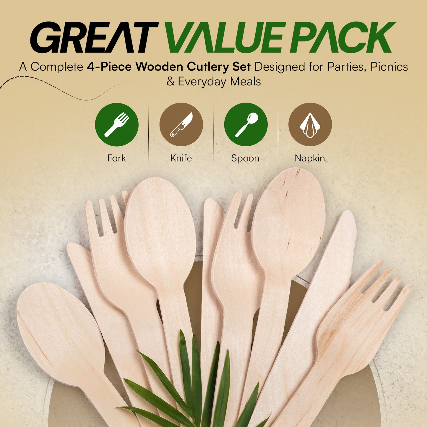 Disposable Cutlery Set Individually Wrapped [50 Pack] - Fork Knife Napkin Kit | VerteVida