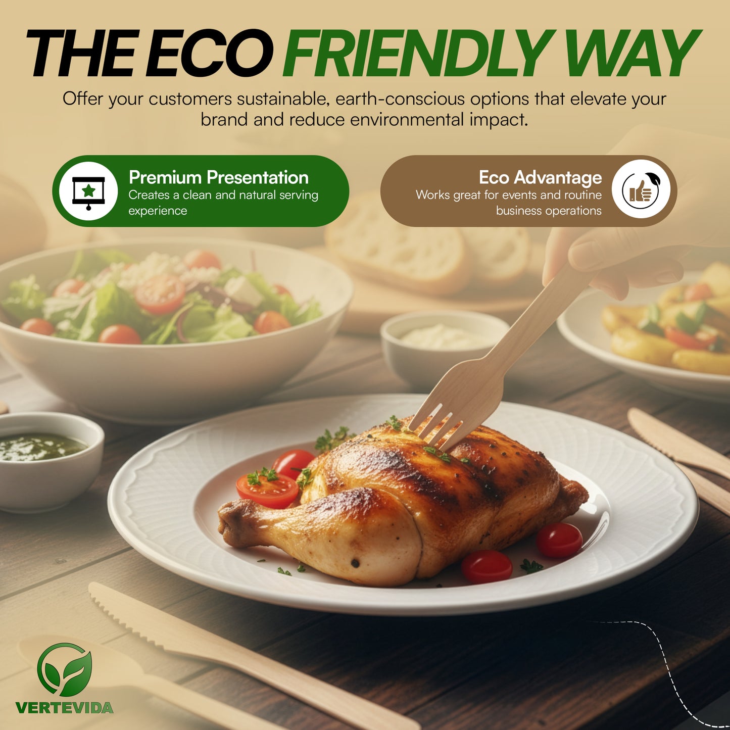 Disposable Cutlery Set Individually Wrapped [50 Pack] - Fork Knife Napkin Kit | VerteVida