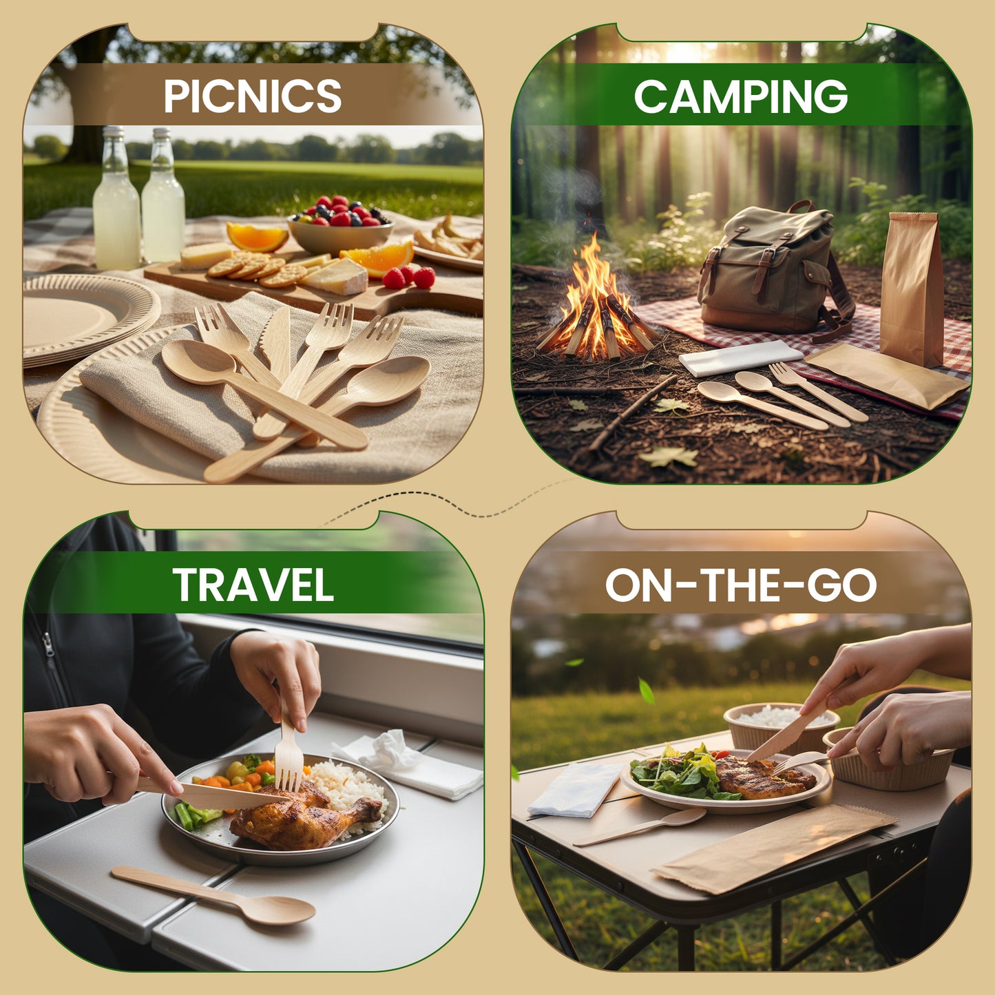 Disposable Cutlery Set Individually Wrapped [50 Pack] - Fork Knife Napkin Kit | VerteVida