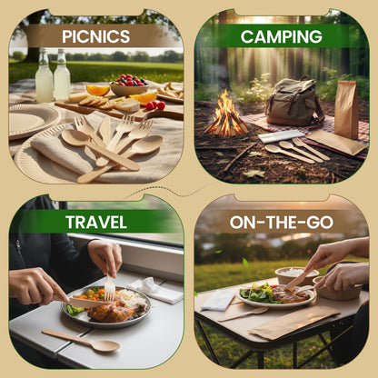 Disposable Cutlery Set Individually Wrapped [50 Pack] - Fork Knife Napkin Kit | VerteVida