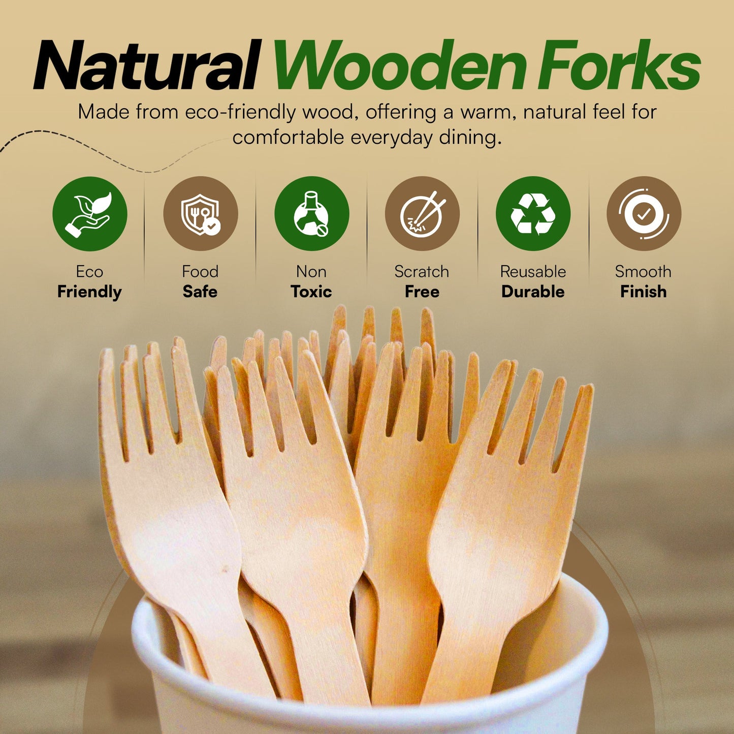 Disposable Wooden Forks Individually Wrapped [100 Pack] - Birchwood Cutlery | VerteVida