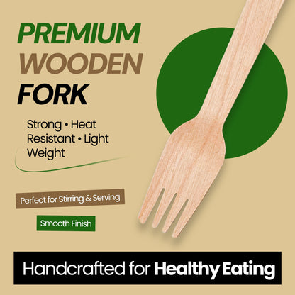 Disposable Wooden Forks Individually Wrapped [100 Pack] - Birchwood Cutlery | VerteVida