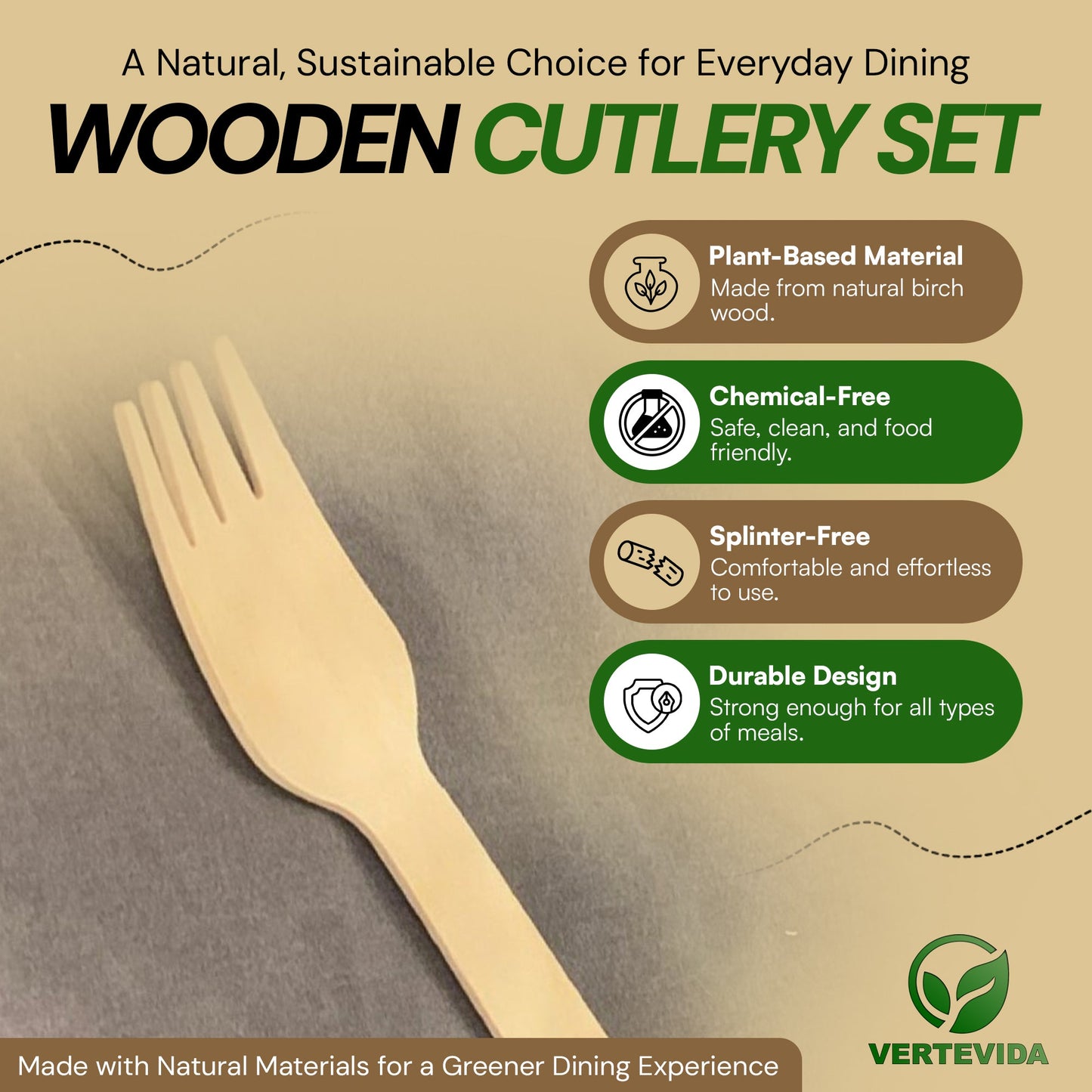 Disposable Wooden Forks Individually Wrapped [100 Pack] - Birchwood Cutlery | VerteVida