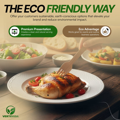 Disposable Wooden Forks Individually Wrapped [100 Pack] - Birchwood Cutlery | VerteVida