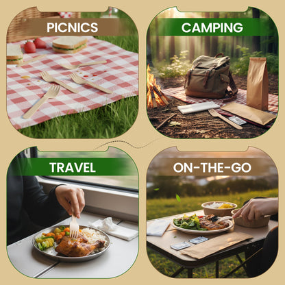 Disposable Wooden Forks Individually Wrapped [100 Pack] - Birchwood Cutlery | VerteVida