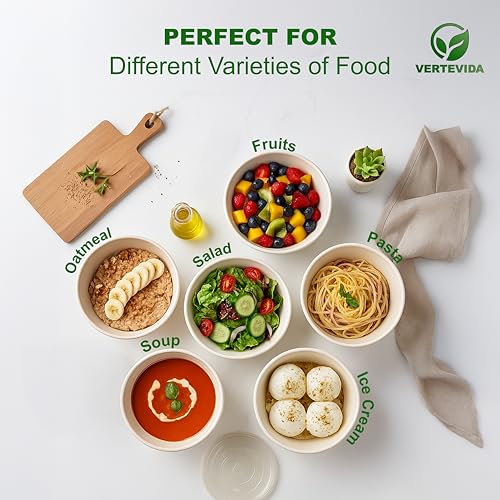 8 oz Paper Soup Containers with Lids [50 Pack] - Disposable Soup Bowls for Takeout | VerteVida