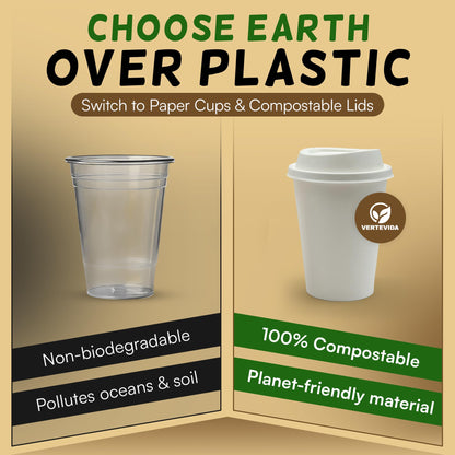 10 oz Disposable Coffee Cups with Lids [100 Pack] - Paper To Go Hot Cups | VerteVida