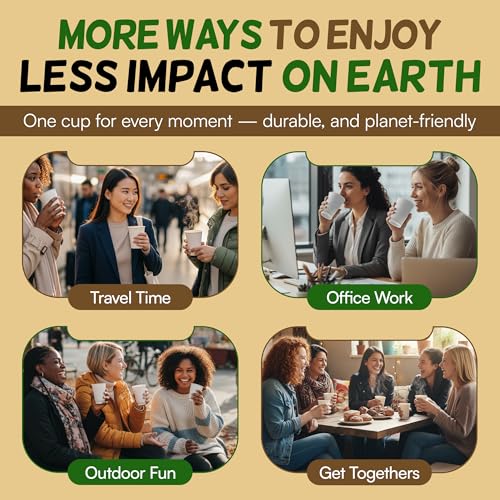 8 oz Double Wall Insulated Coffee Cups with Lids [100 Pack] - Disposable Hot Cups | VerteVida