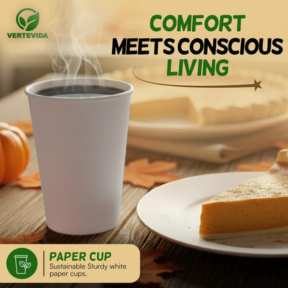 12 oz Disposable Coffee Cups with Lids [100 Pack] - Paper To Go Hot Cups | VerteVida