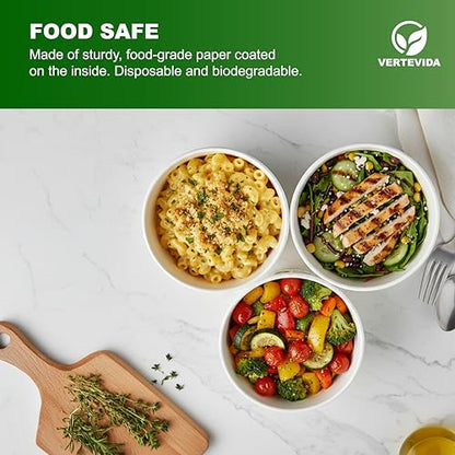 8 oz Paper Soup Containers with Lids [50 Pack] - Disposable Soup Bowls for Takeout | VerteVida